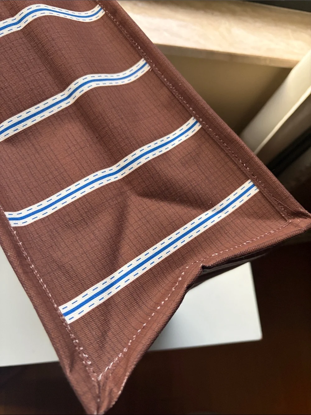 Anthropologie Brown Striped Reusable Shopping Tote handmade by India